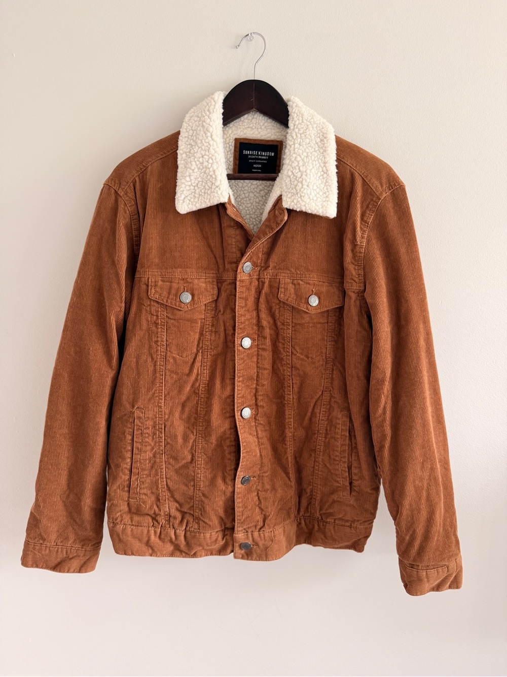 Y2K Sunrise Kingdom Men’s Corduroy Sherpa Jacket in Brown Size Medium